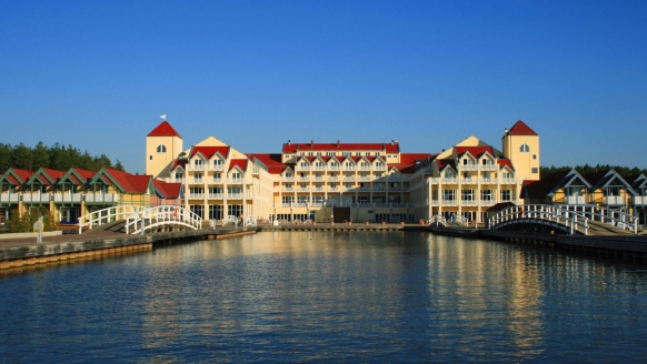 Blick auf das Precise Resort Hafendorf Rheinsberg